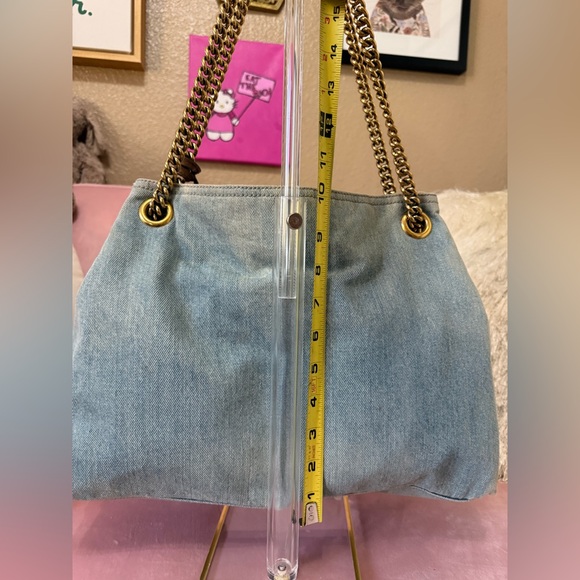 GUCCI SOHO DENIM Shoulder Bag Tote Brown Leather Tassel & Gold Hardware - Picture 7 of 16